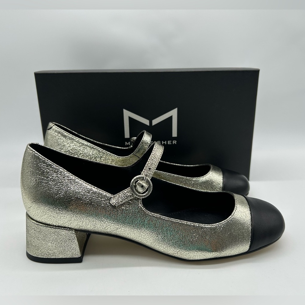 Marc Fisher LTD Marla Metallic Gold Mary Jane Block Heel Shoes Size 7.5M NWT - Picture 14 of 14